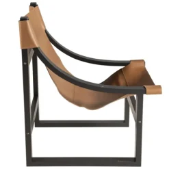 Natural Leather And Black Wood Sling Accent Chair-Kirkland's Home Cheap