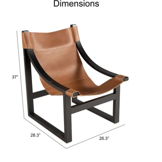 Natural Leather And Black Wood Sling Accent Chair-Kirkland's Home Cheap