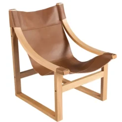 Natural Leather And Wood Sling Accent Chair-Kirkland's Home Sale