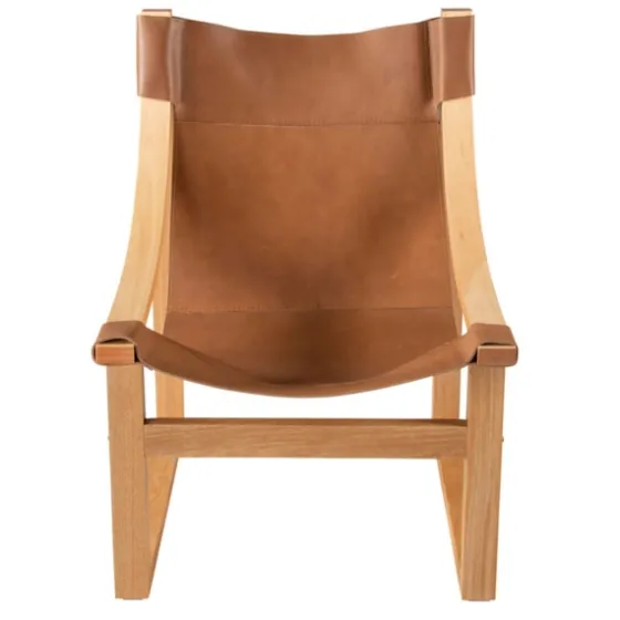 Natural Leather And Wood Sling Accent Chair-Kirkland's Home Sale