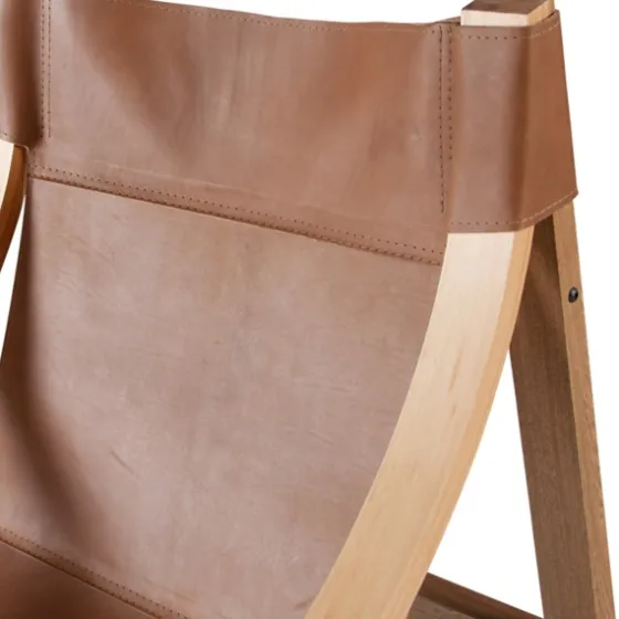 Natural Leather And Wood Sling Accent Chair-Kirkland's Home Sale