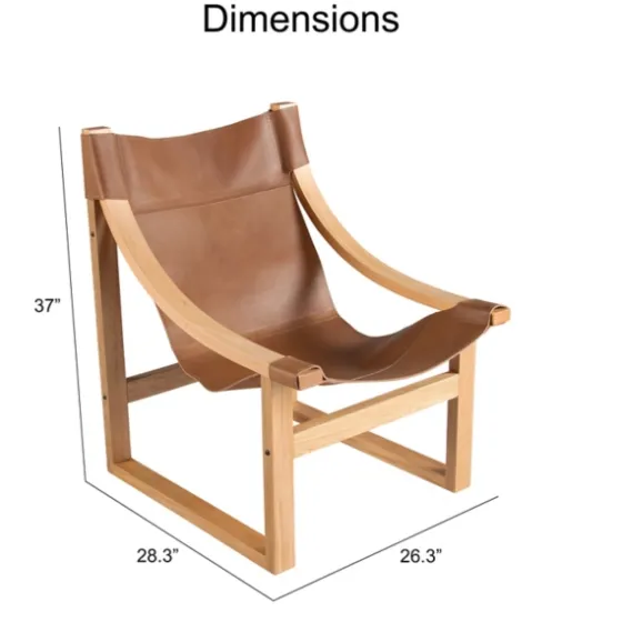 Natural Leather And Wood Sling Accent Chair-Kirkland's Home Sale