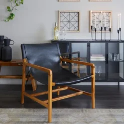 Natural Leather Sling Accent Chair-Kirkland's Home Cheap