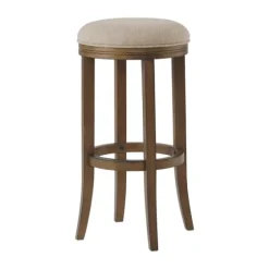 Natural Linen And Wood Bar Stools, Set Of 2-Kirkland's Home Cheap