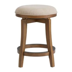 Natural Linen Barrel Base Swivel Counter Stool Set-Kirkland's Home Store