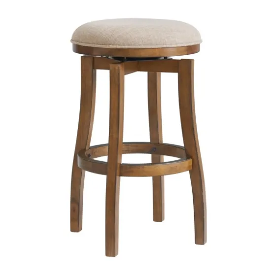 Natural Linen Barrel Base Swivel Bar Stool-Kirkland's Home Flash Sale
