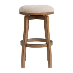 Natural Linen Barrel Base Swivel Bar Stool-Kirkland's Home Flash Sale