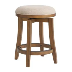 Natural Linen Barrel Base Swivel Counter Stool-Kirkland's Home Shop