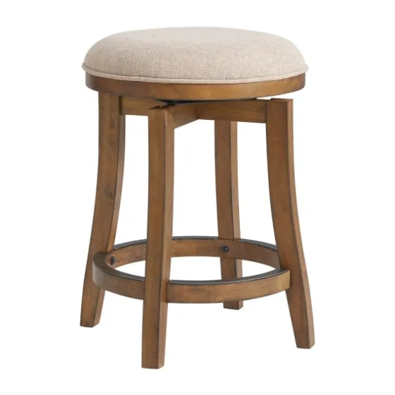 Natural Linen Barrel Base Swivel Counter Stool-Kirkland's Home Shop