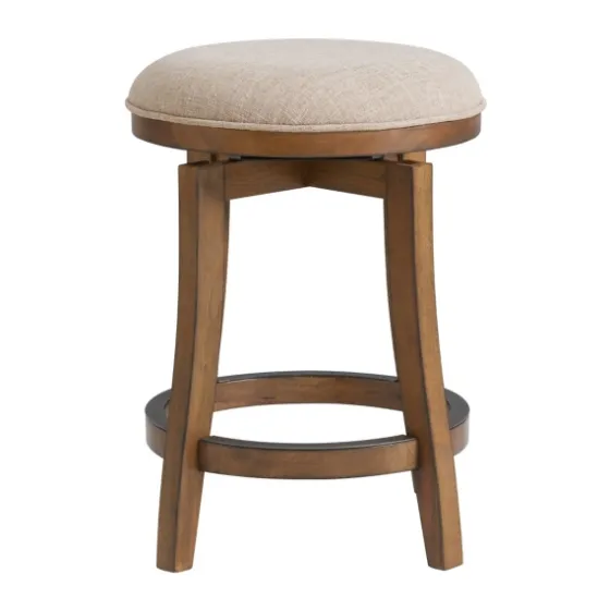 Natural Linen Barrel Base Swivel Counter Stool-Kirkland's Home Shop