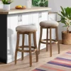 Natural Linen 2-Pc. Barrel Base Bar Stool Set-Kirkland's Home Store
