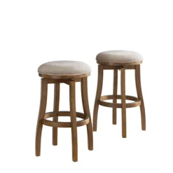 Natural Linen 2-Pc. Barrel Base Bar Stool Set-Kirkland's Home Store