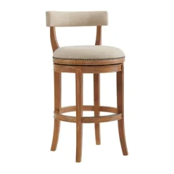 Natural Linen Upholstered Swivel Bar Stool-Kirkland's Home Hot