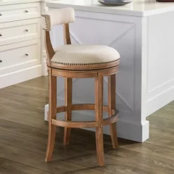 Natural Linen Upholstered Swivel Bar Stool-Kirkland's Home Hot