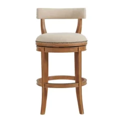 Natural Linen Upholstered Swivel Bar Stool-Kirkland's Home Hot