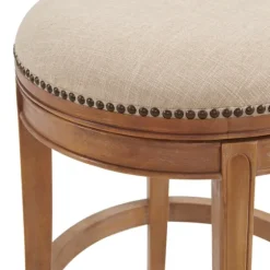 Natural Linen Upholstered Swivel Bar Stool-Kirkland's Home Hot