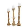 Natural Mango Wood Carved Candle Holders, Set Of 3-Kirkland's Home Cheap