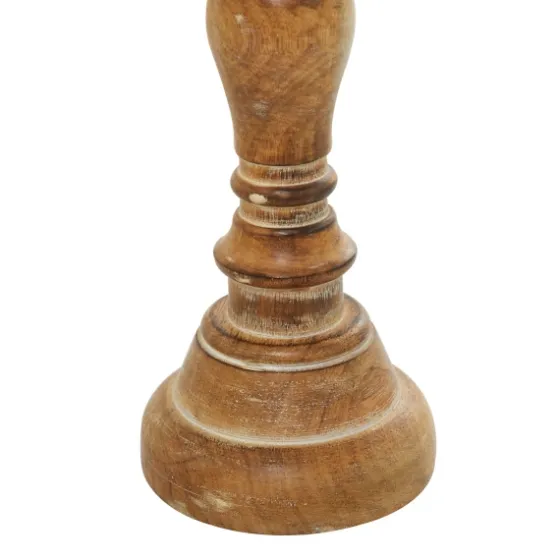 Natural Mango Wood Carved Candle Holders, Set Of 3-Kirkland's Home Cheap