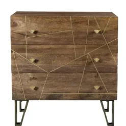 Natural Mango Wood Chest With Brass Inlay-Kirkland's Home Outlet