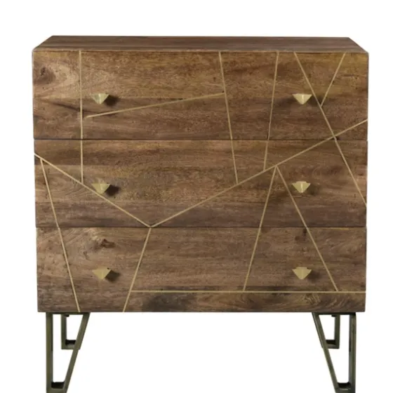 Natural Mango Wood Chest With Brass Inlay-Kirkland's Home Outlet