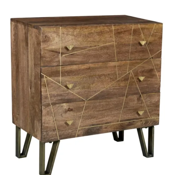 Natural Mango Wood Chest With Brass Inlay-Kirkland's Home Outlet