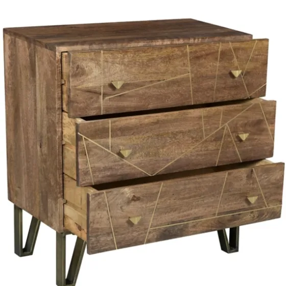 Natural Mango Wood Chest With Brass Inlay-Kirkland's Home Outlet