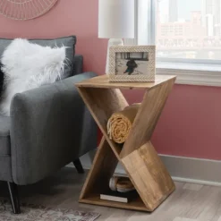 Natural Mango Wood Hourglass Accent Table-Kirkland's Home Discount