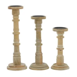 Natural Mango Wood Pillar Candle Holders, Set Of 3-Kirkland's Home Best Sale