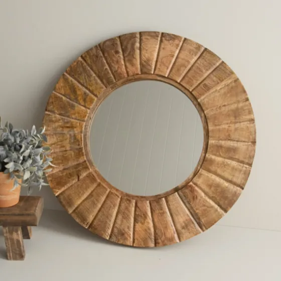 Natural Mango Wood Round Frame Mirror-Kirkland's Home Best