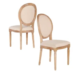 Natural Oval Back Linen Dining Chairs, Set Of 2-Kirkland's Home New