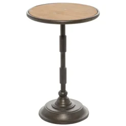 Natural Pine And Gray Metal Accent Table, 21 In.-Kirkland's Home Online