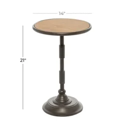 Natural Pine And Gray Metal Accent Table, 21 In.-Kirkland's Home Online