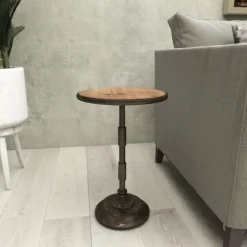 Natural Pine And Gray Metal Accent Table, 21 In.-Kirkland's Home Online