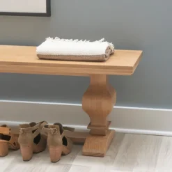 Natural Pine Wood Knotted Column Bench-Kirkland's Home Outlet