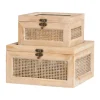 Natural Rat And Glass Top Boxes, Set Of 2-Kirkland's Home Best Sale