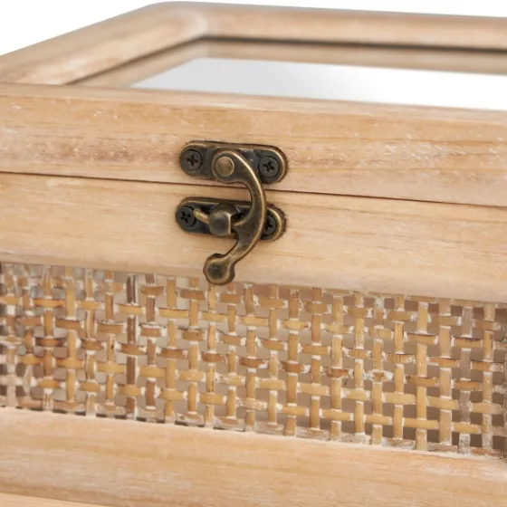 Natural Rat And Glass Top Boxes, Set Of 2-Kirkland's Home Best Sale