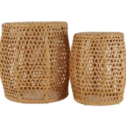 Natural Rat Drum 2-Pc. Accent Table Set-Kirkland's Home Clearance