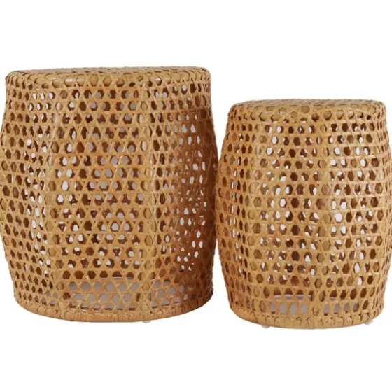 Natural Rat Drum 2-Pc. Accent Table Set-Kirkland's Home Clearance