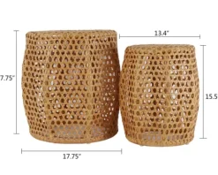 Natural Rat Drum 2-Pc. Accent Table Set-Kirkland's Home Clearance