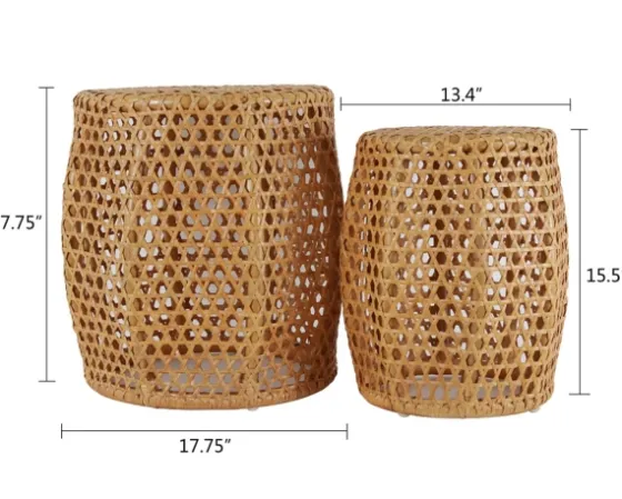 Natural Rat Drum 2-Pc. Accent Table Set-Kirkland's Home Clearance