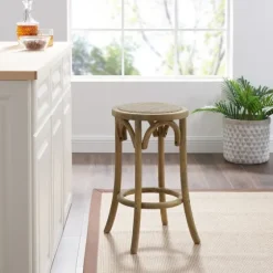 Natural Rat Upholstered Wood Counter Stool-Kirkland's Home Best