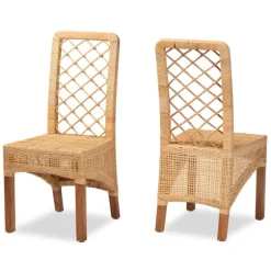 Natural Rat Woven Back Dining Chairs, Set Of 2-Kirkland's Home Shop