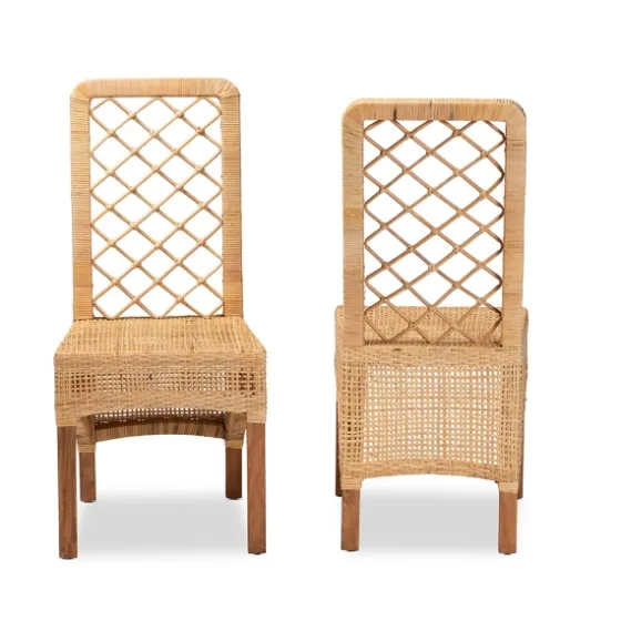 Natural Rat Woven Back Dining Chairs, Set Of 2-Kirkland's Home Shop