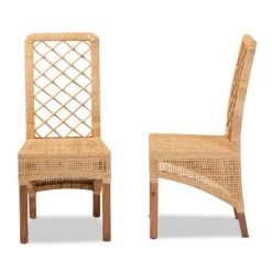 Natural Rat Woven Back Dining Chairs, Set Of 2-Kirkland's Home Shop