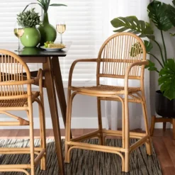 Natural Rat Woven Seat Counter Stool-Kirkland's Home Cheap