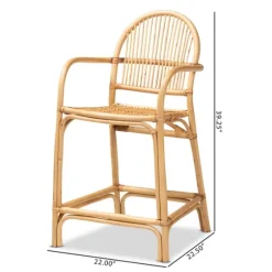 Natural Rat Woven Seat Counter Stool-Kirkland's Home Cheap