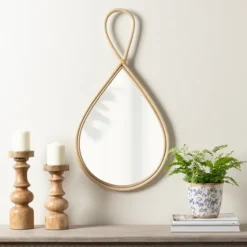 Natural Rattan Raindrop Wall Mirror-Kirkland's Home Online