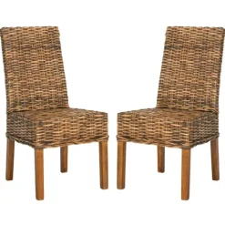 Natural Rattan Wood Woven 2-Pc. Dining Chair Set-Kirkland's Home Sale