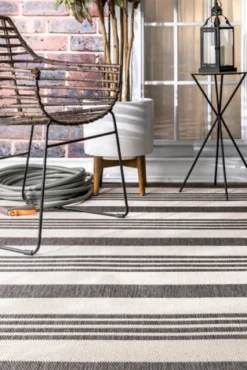 Natural Robin Stripe Outdoor Rug, 5X7-Kirkland's Home Online