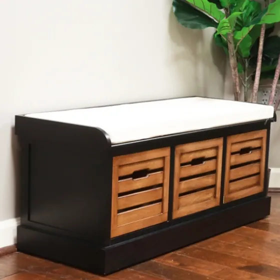 Natural Rustic Crate Upholstered Storage Bench-Kirkland's Home Flash Sale